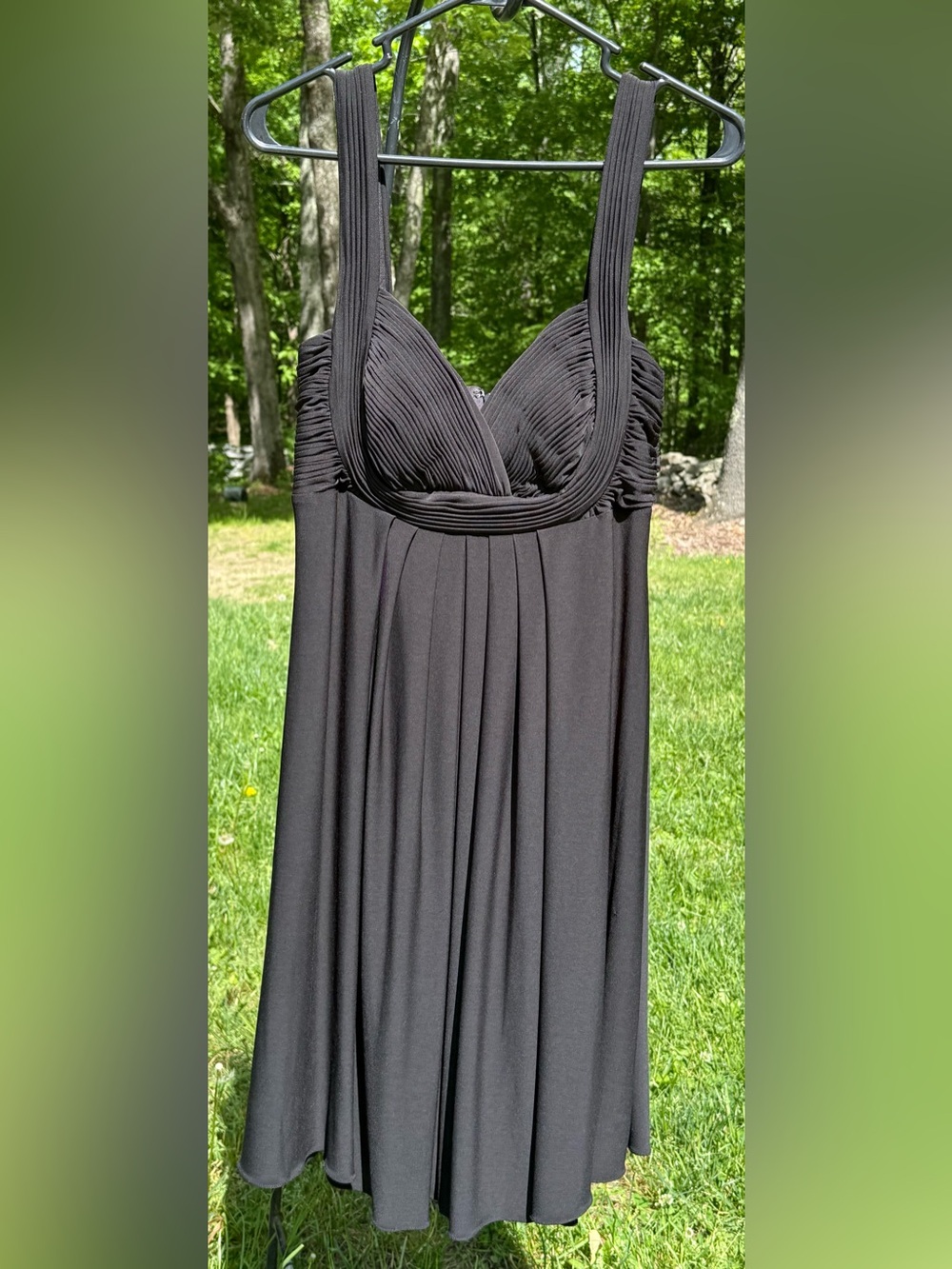JS Boutique Black Midi Dress with Pleated Bodice